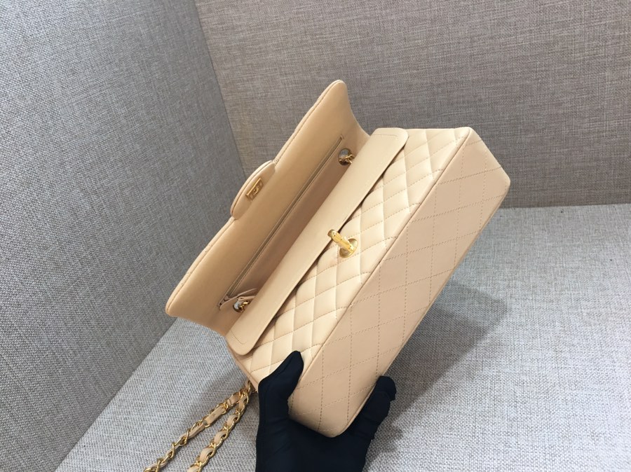 Medium Classic Flap Lambskin Bag AO1112 Apricot/Gold